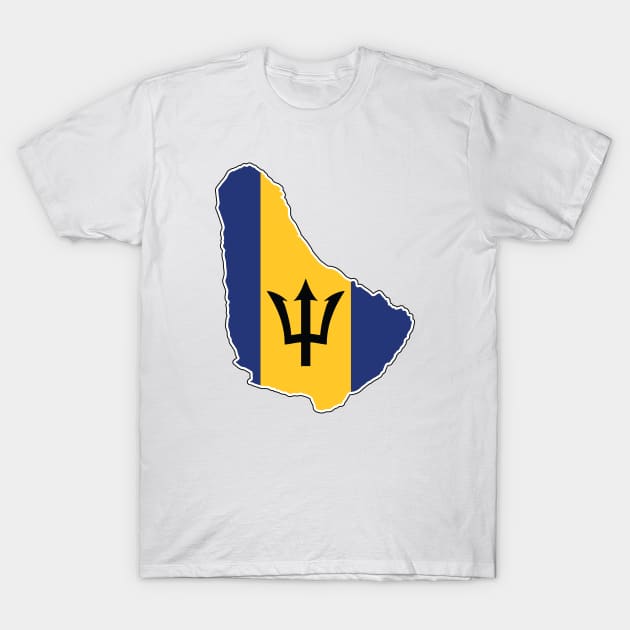 Barbados National Flag and Map T-Shirt by IslandConcepts